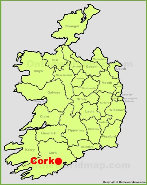 Cork location on the Ireland map - Ontheworldmap.com