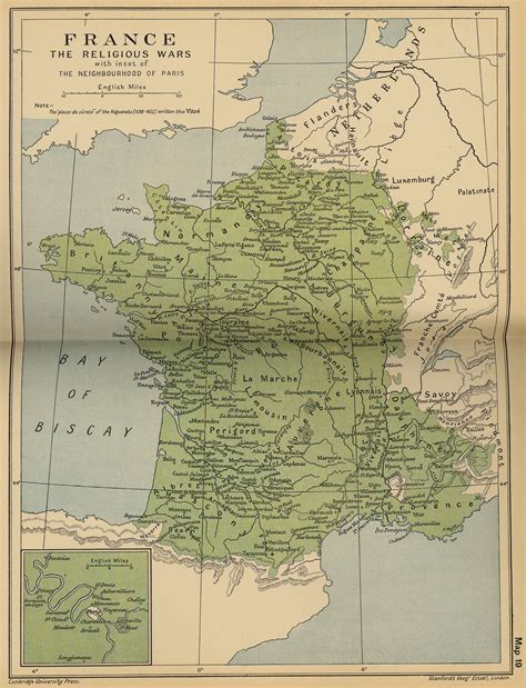 Map of France: The Religious Wars 1562-1598