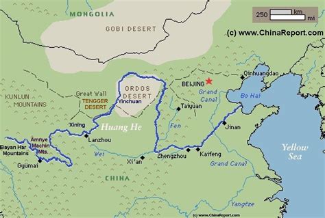 Schematic Map of the Yellow River (Huang He) Flow Path 01A