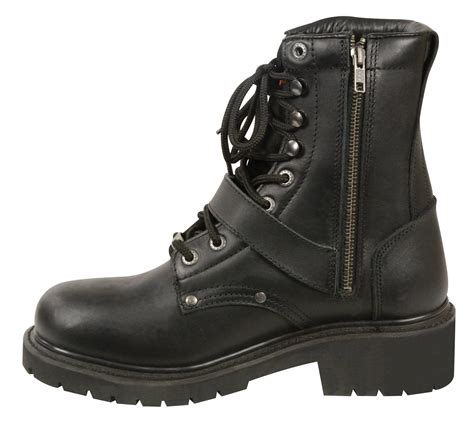 Mens Black Leather Need Height Buckled and Laced Boot w Side Zipper