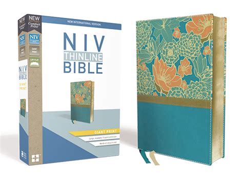 NIV, Thinline Bible, Giant Print, Leathersoft, Teal, Red Letter ...