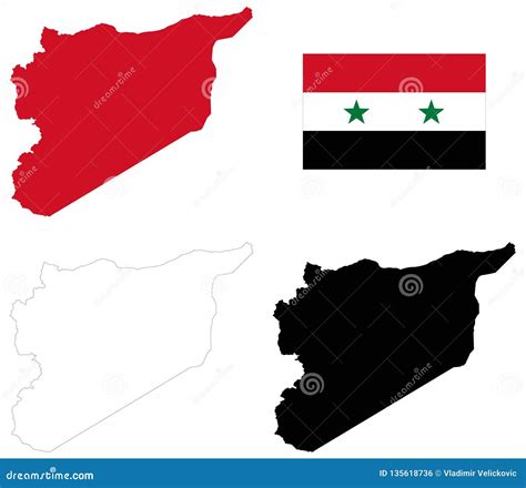 Syria Flag and Map - Syrian Arab Republic Stock Vector - Illustration ...