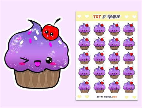 Birthday Cupcake sticker sheet Kawaii journal stickers Paper & Party ...