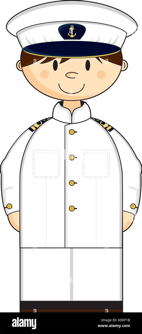 Cute Cartoon Navy Officer Vector Illustration Stock Vector Image & Art ...