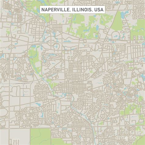 Naperville Illinois US City Street Map Digital Art by Frank Ramspott ...