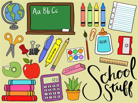 SCHOOL SUPPLIES CLIPART Clip Art School Supplies Office - Etsy New Zealand