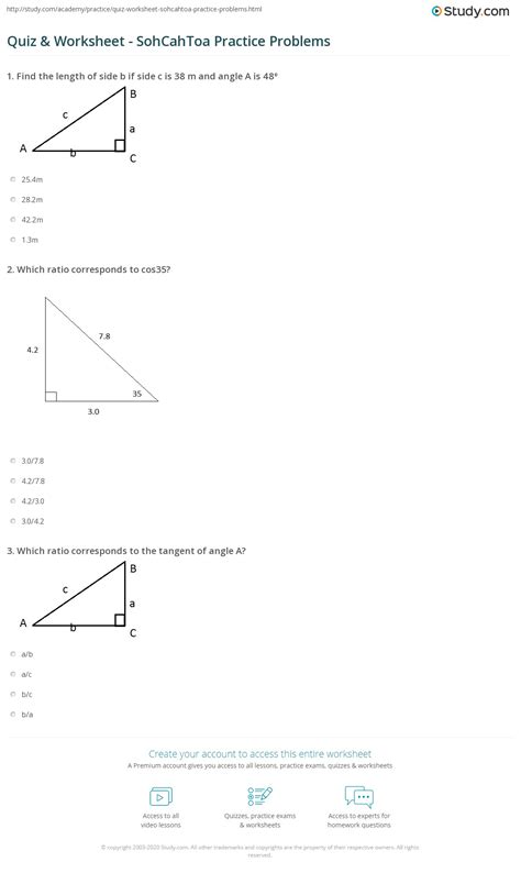 Soh Cah Toa Worksheet – Zip Worksheet