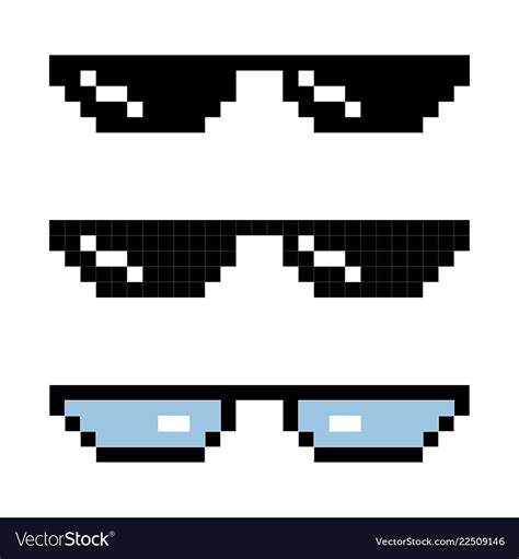 Set glasses pixel in art style glasses pixel icon Vector Image