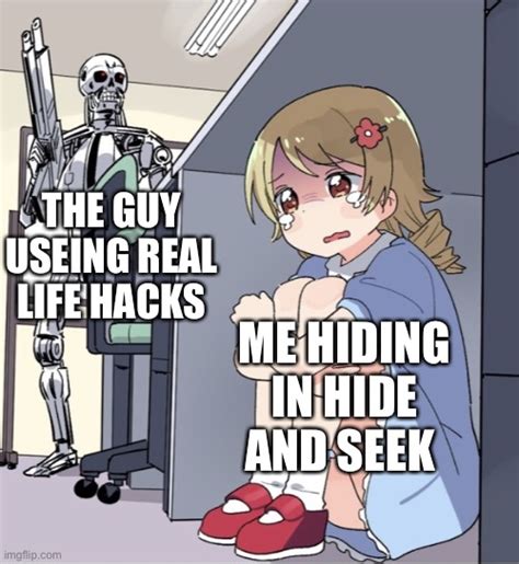 Anime Girl Hiding from Terminator - Imgflip