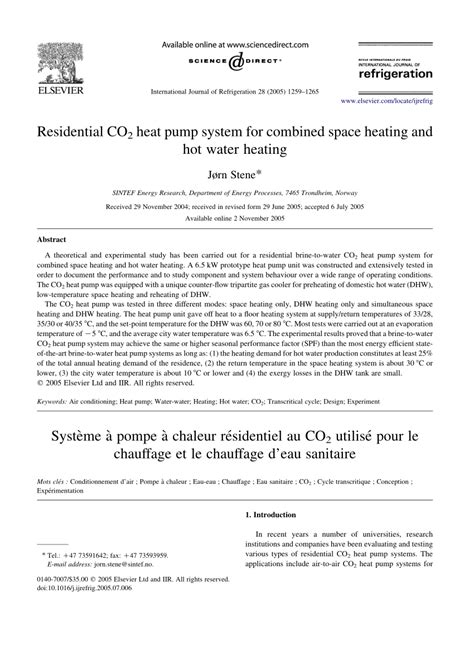 (PDF) Residential CO2 heat pump system for combined space heating and ...