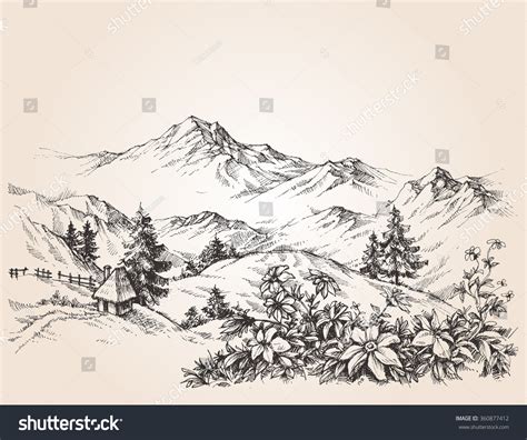 Mountains Landscape Sketch Stock Vector (Royalty Free) 360877412 ...