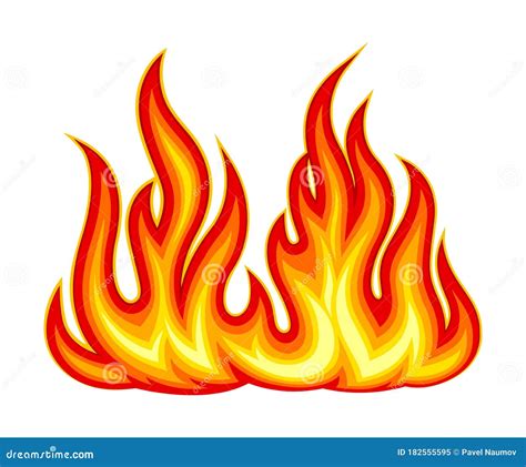 Bright Fire Blaze Isolated on White Background Vector Illustration ...