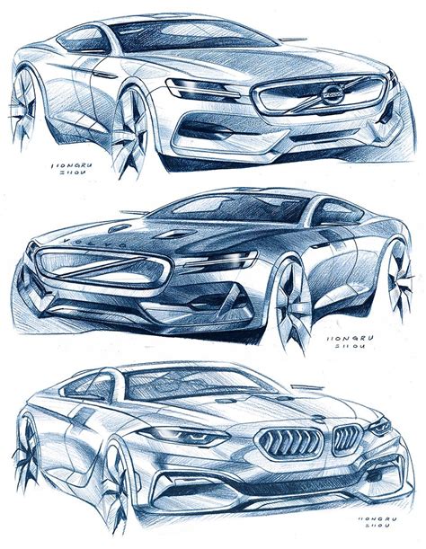 Car Design Sketches by Hongru Zhou | Car design sketch, Car design, Car ...