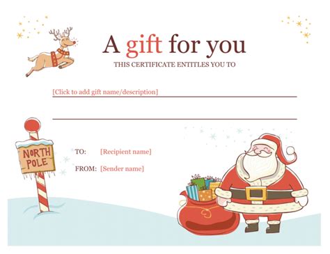 Holiday Gift Certificate Template inside Free Christmas Gift Cert ...