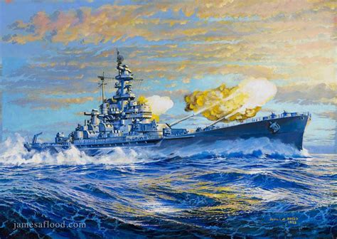 USS Alabama (BB-60) Fine Art Print - James A Flood Artist