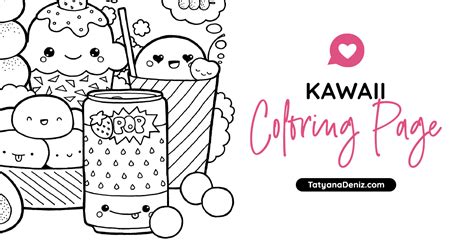 Free coloring page with kawaii food doodle (Printable PDF)