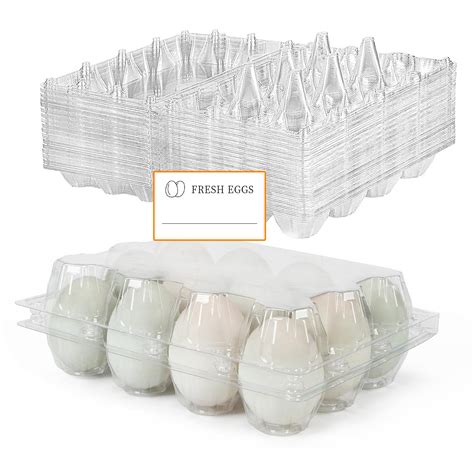 50 Pack Large Plastic Egg Cartons 1 Dozen Clear Duck Egg Cartons ...