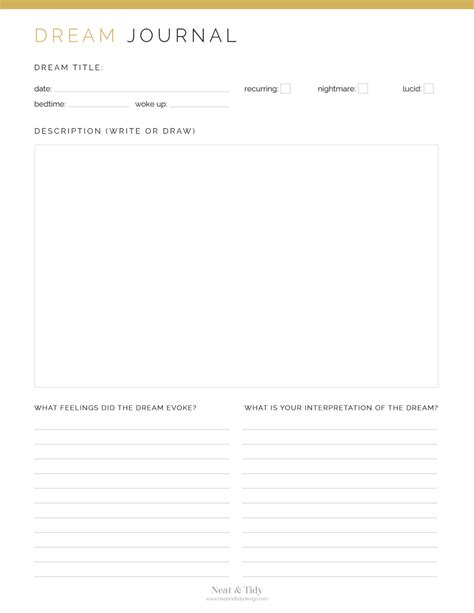 Guided Dream Journal - Neat and Tidy Design