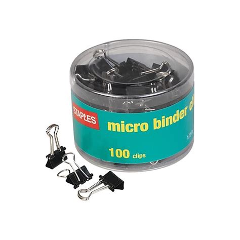 Staples® Micro Metal Binder Clips, Black, 1/2" Size with 1/8" Capacity ...