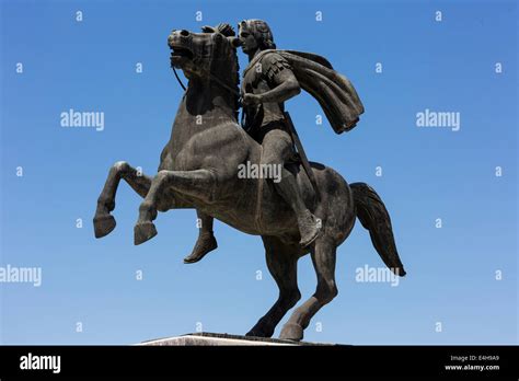 Statue of Alexander the Great and his horse Bucephalus, during a Stock ...