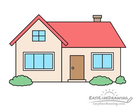 How to Draw a House Step by Step - EasyLineDrawing