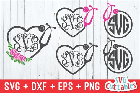 Nurse Monogram Frames | SVG Cut File By Svg Cuttables | TheHungryJPEG