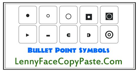 Bullet Point Symbols • ⁌ ⁍ ⦾ ⦿ Bullet Symbol Alt Codes