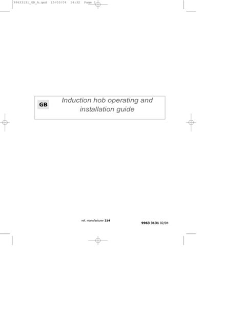 Induction hob operating and installation guide