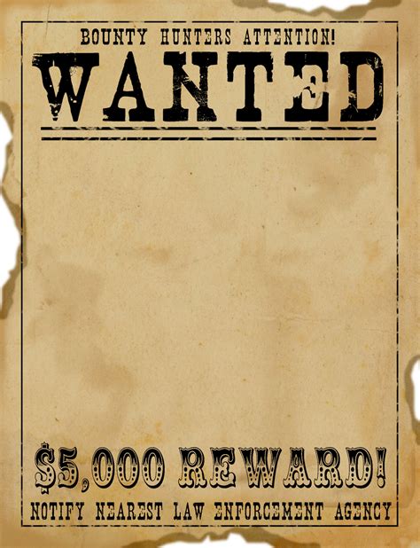 Wanted Poster Template - Wild West Theme