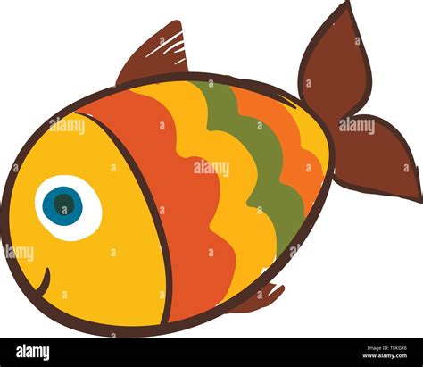 A colour illustration of a multicolored fish, vector, color drawing or ...