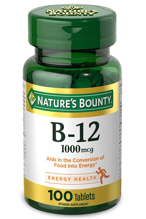 Nature's Bounty Vitamin B12 - 1000mcg - Energy Metabolism & Nervous ...