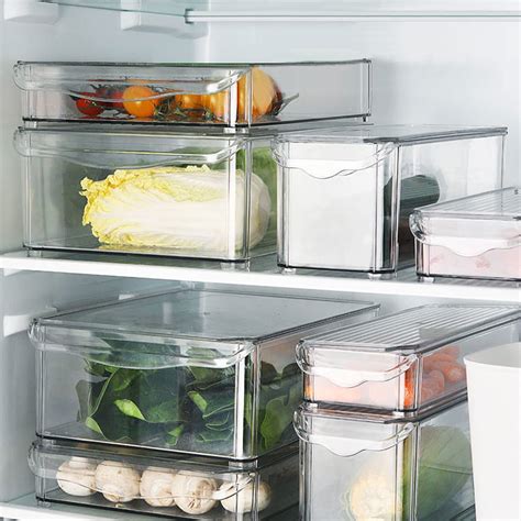 Buy KUSARKO 4 Pack Refrigerator Organizer Bins with Lids,Stackable ...