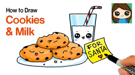 How to Draw Cookies and Milk for Santa Easy