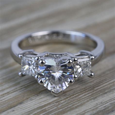 Moissanite Heart And Princess Diamond Engagement Ring