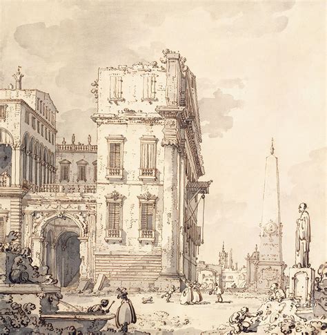 A capriccio of a Venetian Palace Overlooking a Piazza with an Obelisk ...