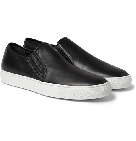 Balmain Leather Slip-On Sneakers in Black for Men | Lyst