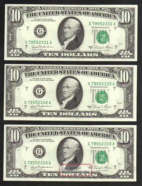 $10 1981 Cu Trio Chicago Il Frn Old Usa Paper Currency Bills Notes ...