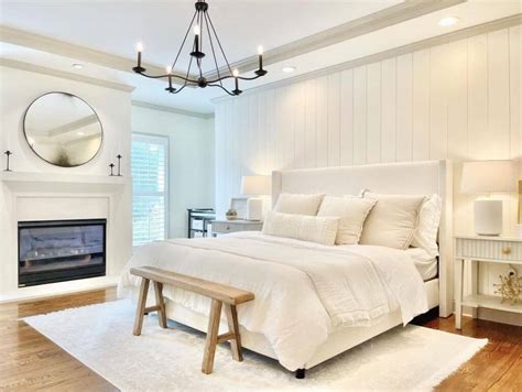 White Vertical Shiplap Bedroom Accent Wall - Soul & Lane