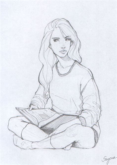 Reading Girl by Sayara-S on deviantART | Girl drawing, Book drawing ...