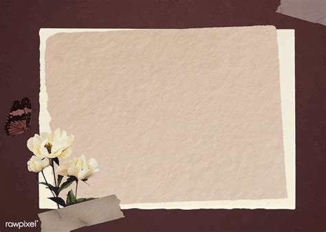 Butterfly with white peonies and brown paper background vector ...