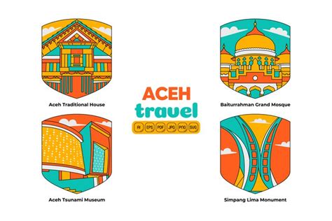 Aceh Travel Badge Vector Pack #01