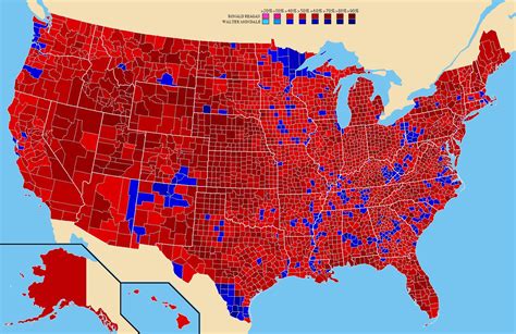 The results of the 1984 US presidential election by county. Republican ...