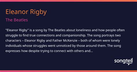 Meaning of Eleanor Rigby by The Beatles