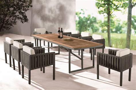 Garnet Modern Outdoor Dining Set For 8 With Side Straps - Icon Outdoor ...