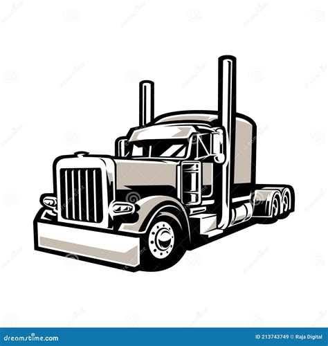 Silhouette of Semi Truck Vector in White Background Stock Vector ...