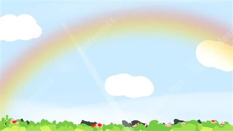 White Blue Rainbow Sky Clouds Lovely Cartoon Powerpoint Background For ...