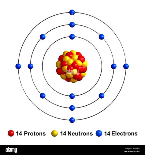 3d render of atom structure of silicon isolated over white background ...