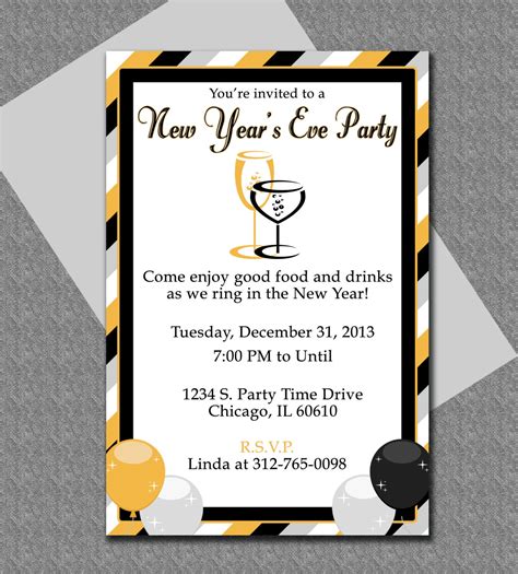 New Years Eve Party Invitation Editable Template