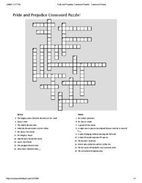 Pride and Prejudice Crossword Puzzle - Etsy