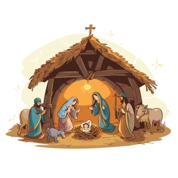 The Nativity Scene In A Circle Clipart Vector, Sticker Design With ...